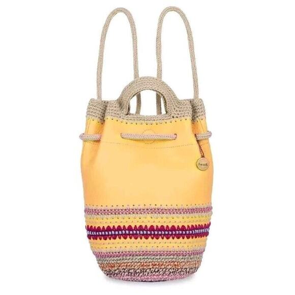 The SAK Striped Leather Crochet Backpack Yellow Seminyak Bag Purse Boho Dylan main image 10